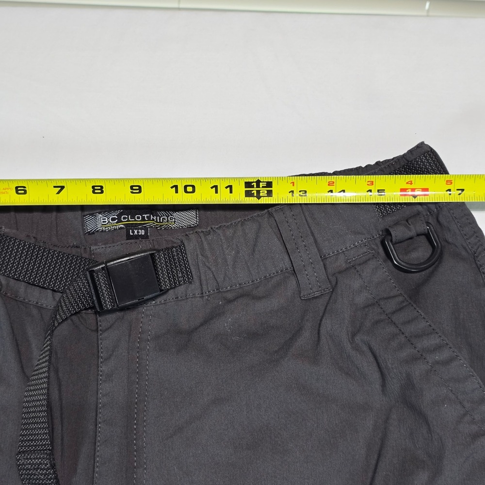 BC Clothing Mens Convertible Cargo Pants Gray Zip Off Hiking Shorts L 30 Stretch - Picture 10 of 16